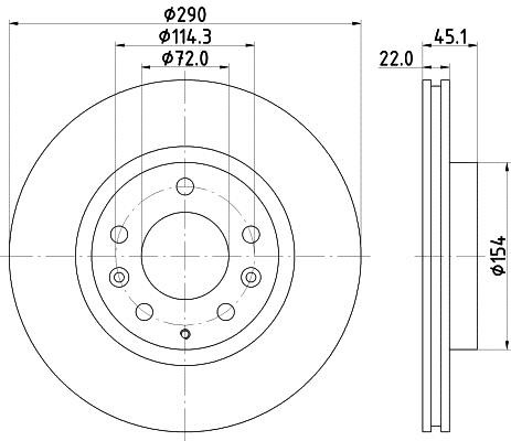 Hella 8DD 355 115-311 Front vented brake disc 8DD355115311 8DD355115311 Hella Front vented brake disc