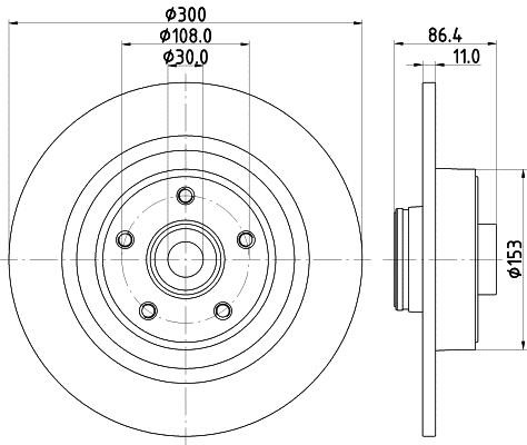 Hella 8DD 355 115-321 Rear brake disc, non-ventilated 8DD355115321