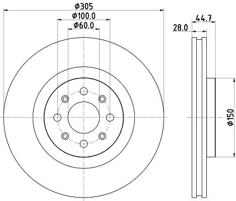 Hella 8DD 355 120-951 Front brake disc ventilated 8DD355120951