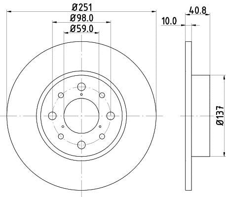 Hella 8DD 355 116-441 Rear brake disc, non-ventilated 8DD355116441