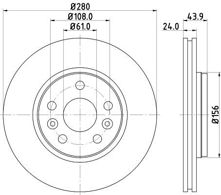 Hella 8DD 355 116-451 Front vented brake disc 8DD355116451 8DD355116451 Hella Front vented brake disc