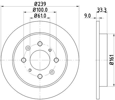 Hella 8DD 355 117-871 Rear brake disc, non-ventilated 8DD355117871