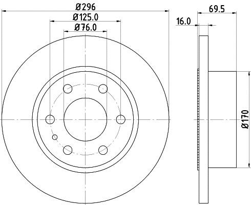 Hella 8DD 355 115-521 Rear brake disc, non-ventilated 8DD355115521