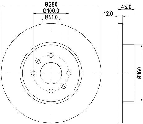 Hella 8DD 355 115-811 Rear brake disc, non-ventilated 8DD355115811