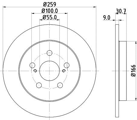 Hella 8DD 355 116-901 Rear brake disc, non-ventilated 8DD355116901