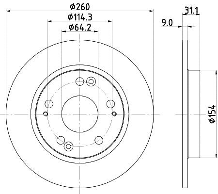 Hella 8DD 355 117-901 Rear brake disc, non-ventilated 8DD355117901