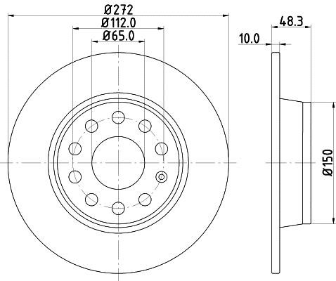 Hella 8DD 355 116-971 Rear brake disc, non-ventilated 8DD355116971
