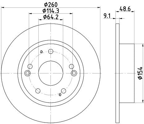 Hella 8DD 355 117-091 Rear brake disc, non-ventilated 8DD355117091