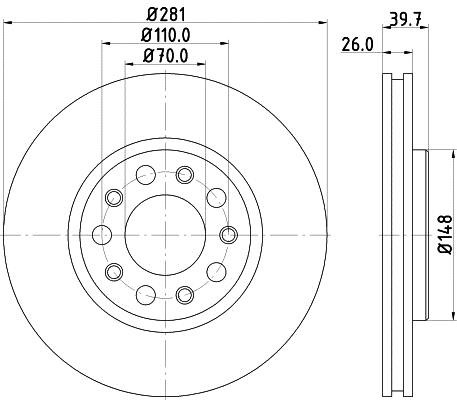 Hella 8DD 355 117-231 Front brake disc ventilated 8DD355117231