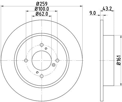 Hella 8DD 355 117-301 Rear brake disc, non-ventilated 8DD355117301