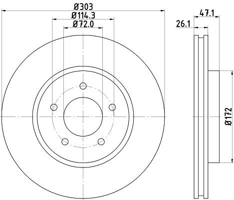 Hella 8DD 355 116-261 Front brake disc ventilated 8DD355116261