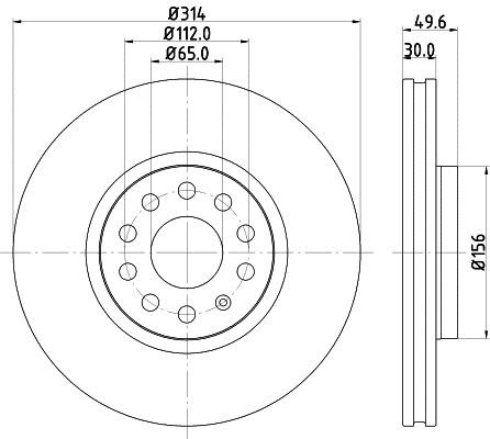 Hella 8DD 355 117-791 Front brake disc ventilated 8DD355117791