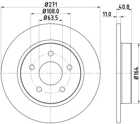 Hella 8DD 355 118-221 Rear brake disc, non-ventilated 8DD355118221