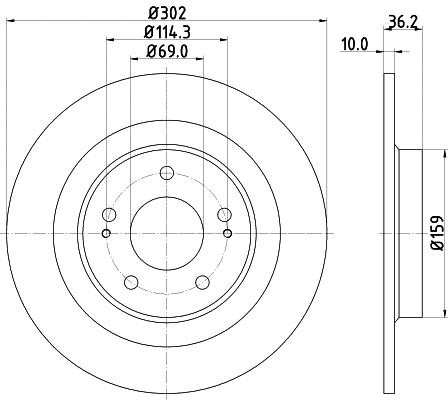 Hella 8DD 355 120-431 Rear brake disc, non-ventilated 8DD355120431