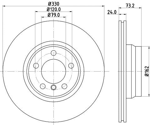 Hella 8DD 355 119-561 Front brake disc ventilated 8DD355119561