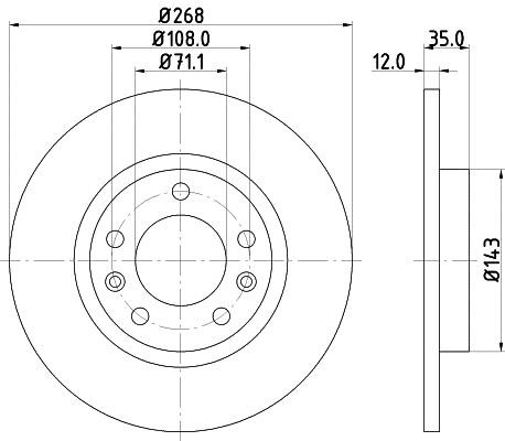 Hella 8DD 355 120-491 Rear brake disc, non-ventilated 8DD355120491