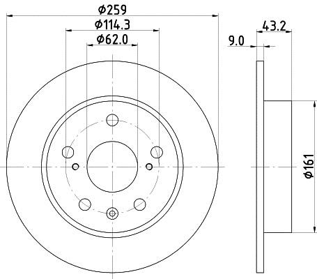 Hella 8DD 355 120-531 Rear brake disc, non-ventilated 8DD355120531