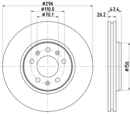 Hella 8DD 355 122-371 Front brake disc ventilated 8DD355122371