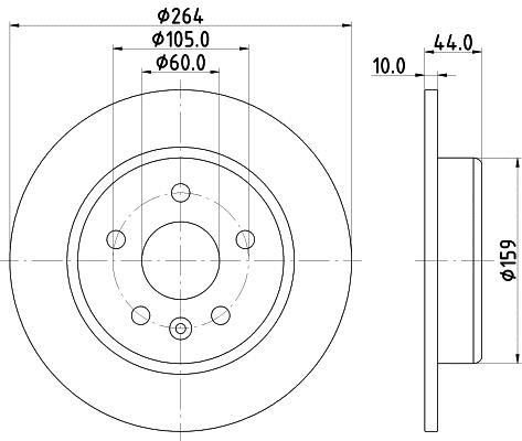 Hella 8DD 355 122-751 Rear solid brake disc 8DD355122751 8DD355122751 Hella Rear solid brake disc