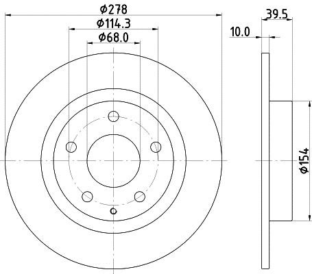 Hella 8DD 355 119-391 Rear brake disc, non-ventilated 8DD355119391