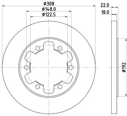 Hella 8DD 355 122-831 Rear brake disc, non-ventilated 8DD355122831
