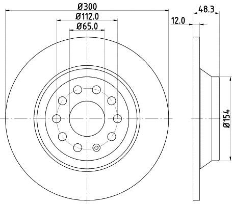 Hella 8DD 355 119-481 Rear brake disc, non-ventilated 8DD355119481