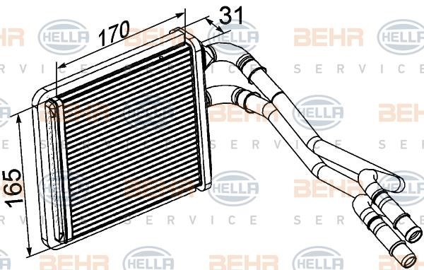 Hella 8FH 351 315-601 Heat exchanger, interior heating 8FH351315601