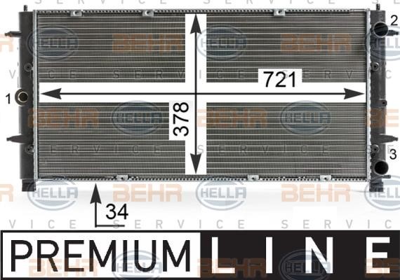 Radiator, engine cooling Hella 8MK 376 700-481