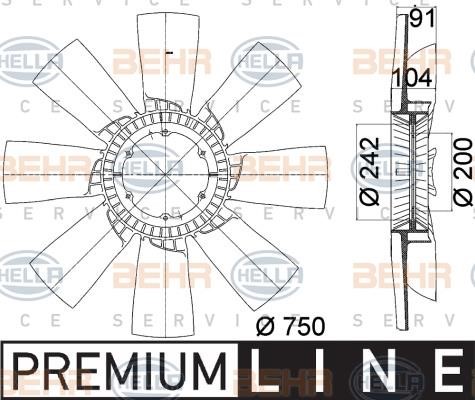 Hella 8MV 376 758-231 Fan impeller 8MV376758231