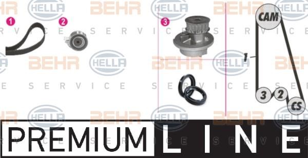 Hella 8MP 376 800-801 TIMING BELT KIT WITH WATER PUMP 8MP376800801
