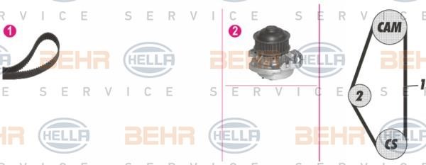 Hella 8MP 376 800-831 TIMING BELT KIT WITH WATER PUMP 8MP376800831