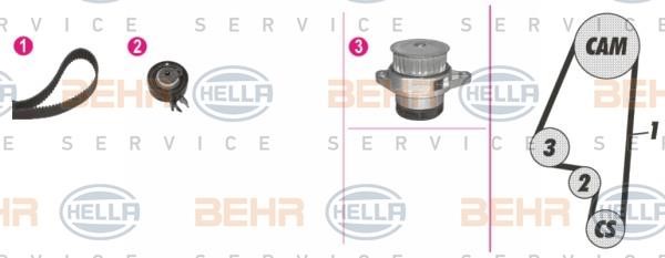 Hella 8MP 376 800-841 TIMING BELT KIT WITH WATER PUMP 8MP376800841