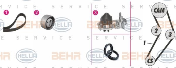 Hella 8MP 376 800-851 TIMING BELT KIT WITH WATER PUMP 8MP376800851