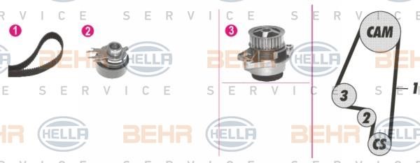 Hella 8MP 376 800-891 TIMING BELT KIT WITH WATER PUMP 8MP376800891