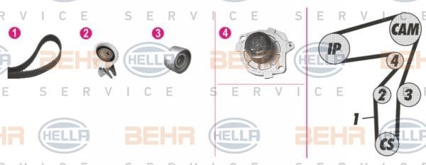 Hella 8MP 376 802-801 TIMING BELT KIT WITH WATER PUMP 8MP376802801