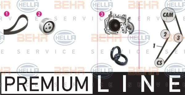 Hella 8MP 376 801-871 TIMING BELT KIT WITH WATER PUMP 8MP376801871