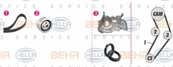 Hella 8MP 376 801-881 TIMING BELT KIT WITH WATER PUMP 8MP376801881