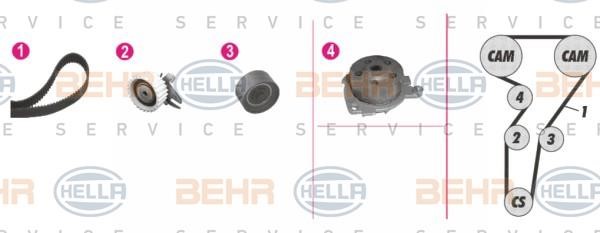 Hella 8MP 376 802-891 TIMING BELT KIT WITH WATER PUMP 8MP376802891