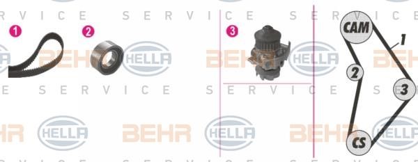 Hella 8MP 376 803-821 TIMING BELT KIT WITH WATER PUMP 8MP376803821