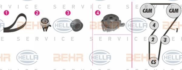 Hella 8MP 376 803-831 TIMING BELT KIT WITH WATER PUMP 8MP376803831