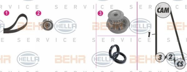 Hella 8MP 376 803-841 TIMING BELT KIT WITH WATER PUMP 8MP376803841