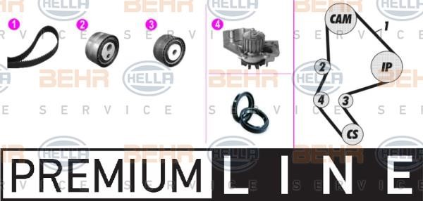 Hella 8MP 376 803-851 TIMING BELT KIT WITH WATER PUMP 8MP376803851