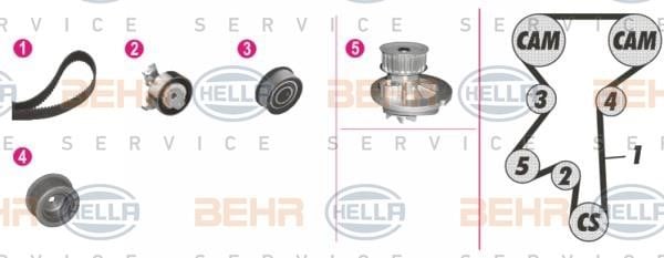 Hella 8MP 376 803-861 TIMING BELT KIT WITH WATER PUMP 8MP376803861