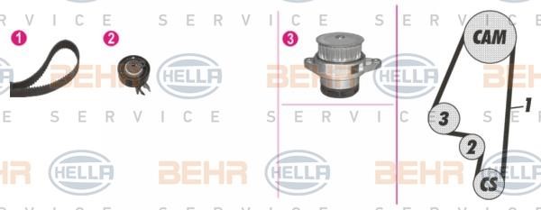 Hella 8MP 376 803-881 TIMING BELT KIT WITH WATER PUMP 8MP376803881