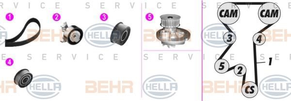 Hella 8MP 376 806-851 TIMING BELT KIT WITH WATER PUMP 8MP376806851