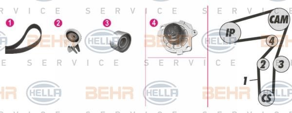 Hella 8MP 376 806-881 TIMING BELT KIT WITH WATER PUMP 8MP376806881