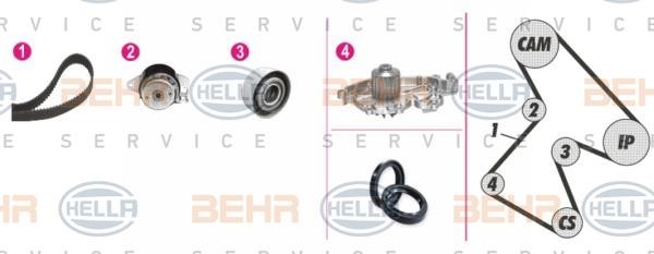 Hella 8MP 376 806-891 TIMING BELT KIT WITH WATER PUMP 8MP376806891