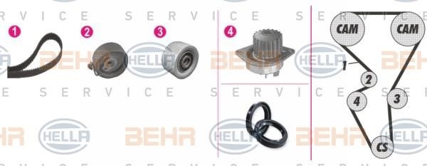 Hella 8MP 376 804-851 TIMING BELT KIT WITH WATER PUMP 8MP376804851