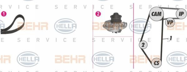 Hella 8MP 376 804-891 TIMING BELT KIT WITH WATER PUMP 8MP376804891