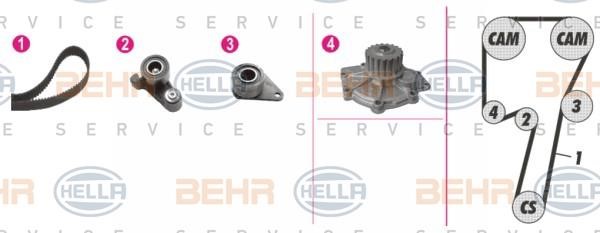 Hella 8MP 376 807-801 TIMING BELT KIT WITH WATER PUMP 8MP376807801